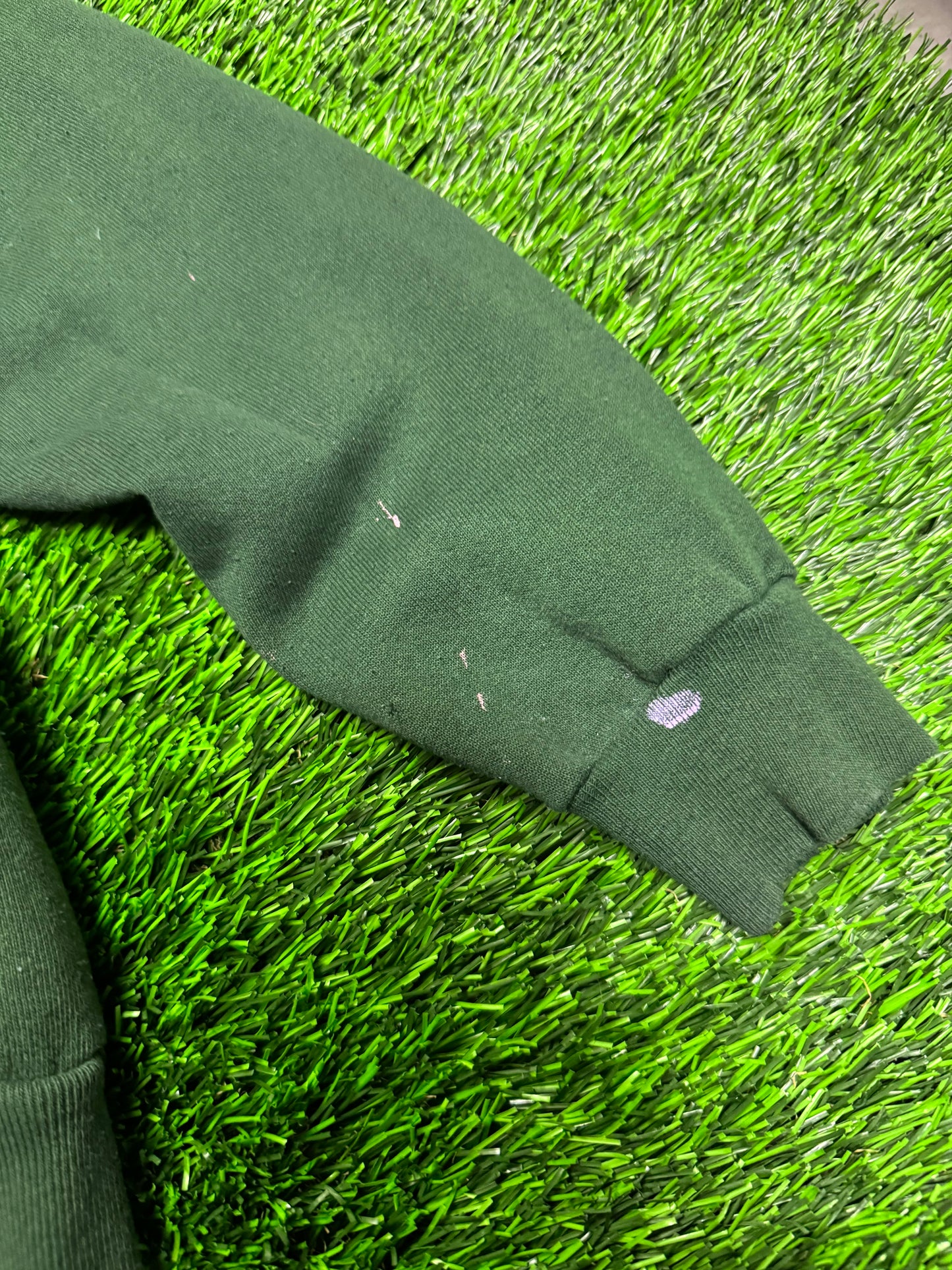 90s Harley Davidson Twin Faded Green Paint Splatter Crewneck (L)