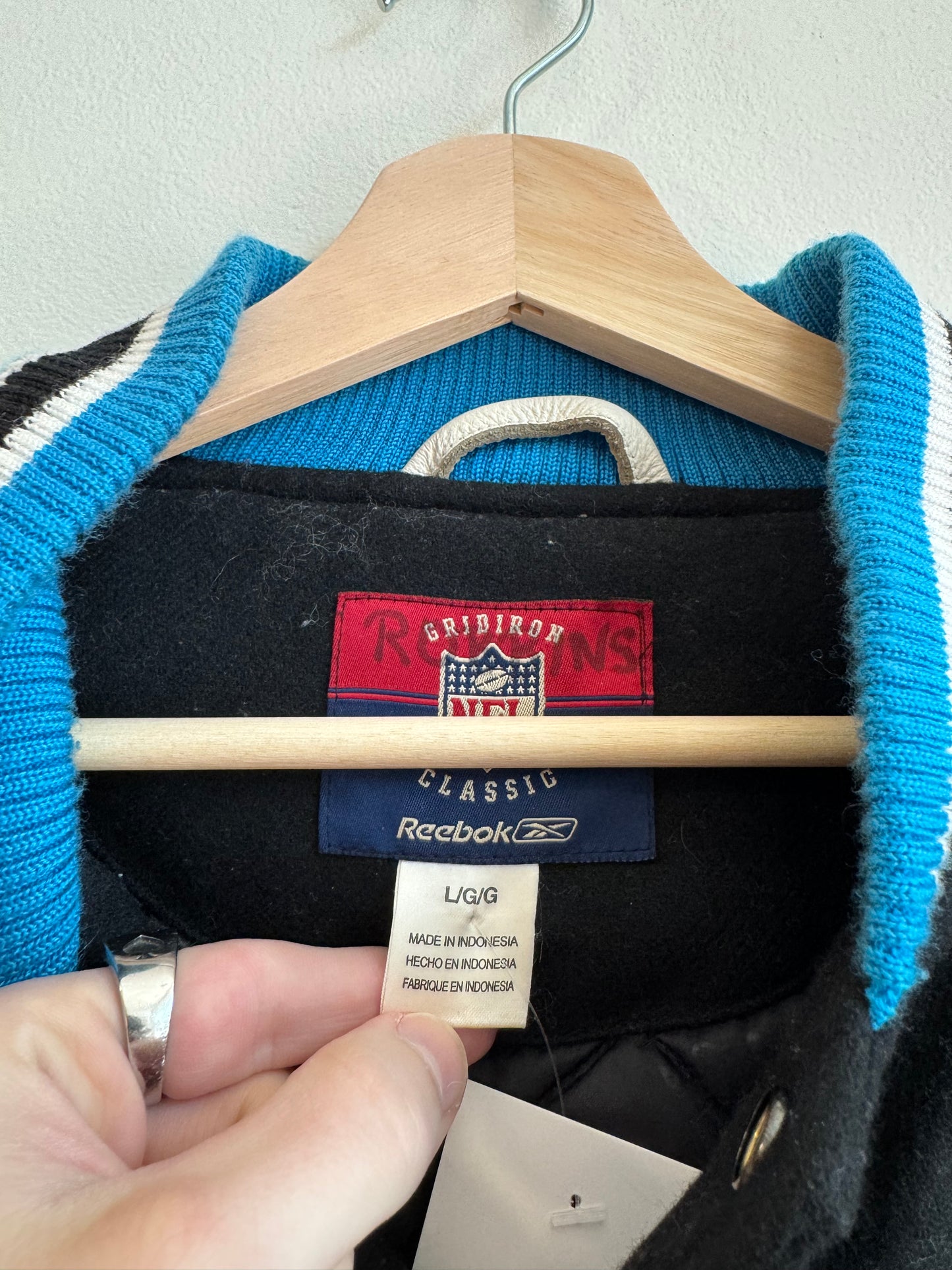 00s Carolina Panthers Gridiron Leather Varsity Jacket (L)
