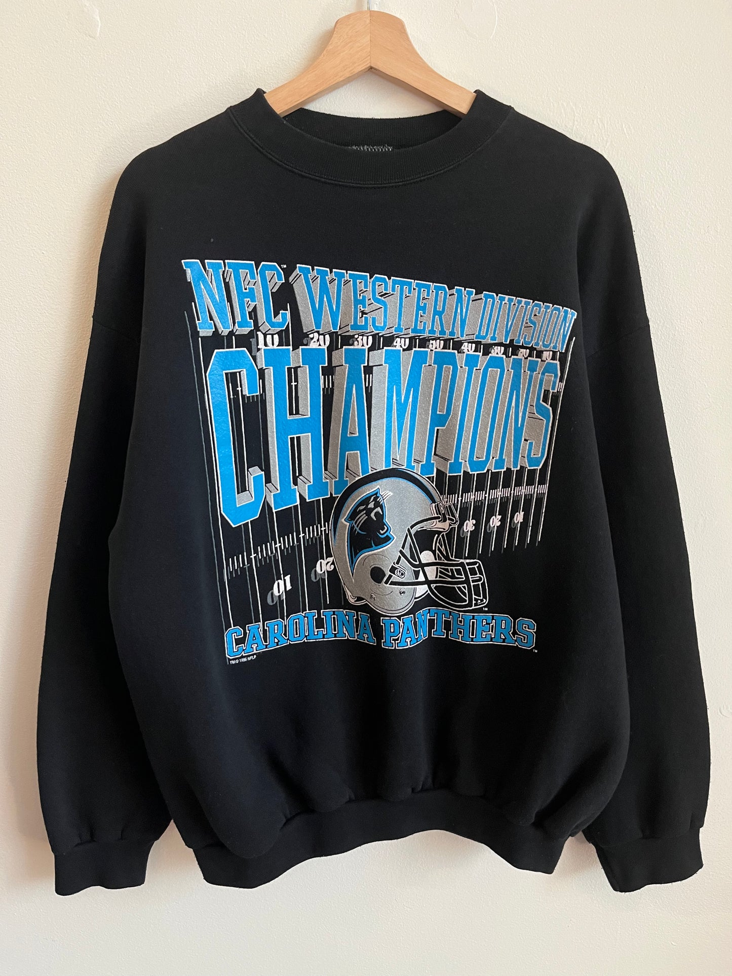 1996 Carolina Panthers NFC Western Division Champions Logo 7 Crewneck (L)