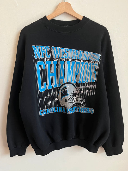 1996 Carolina Panthers NFC Western Division Champions Logo 7 Crewneck (L)