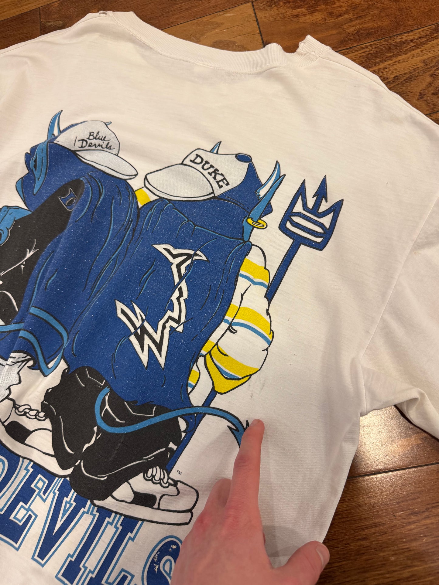 1993 Duke Blue Devils Cartoon Mascots Vintage Tee (XL)