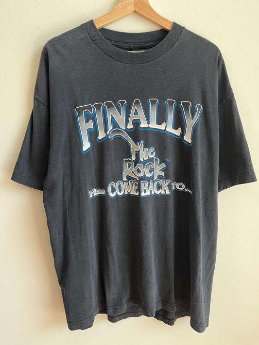 90s The Rock "Finally Has Come Back To Greensboro" Wrestling Tee (XL)