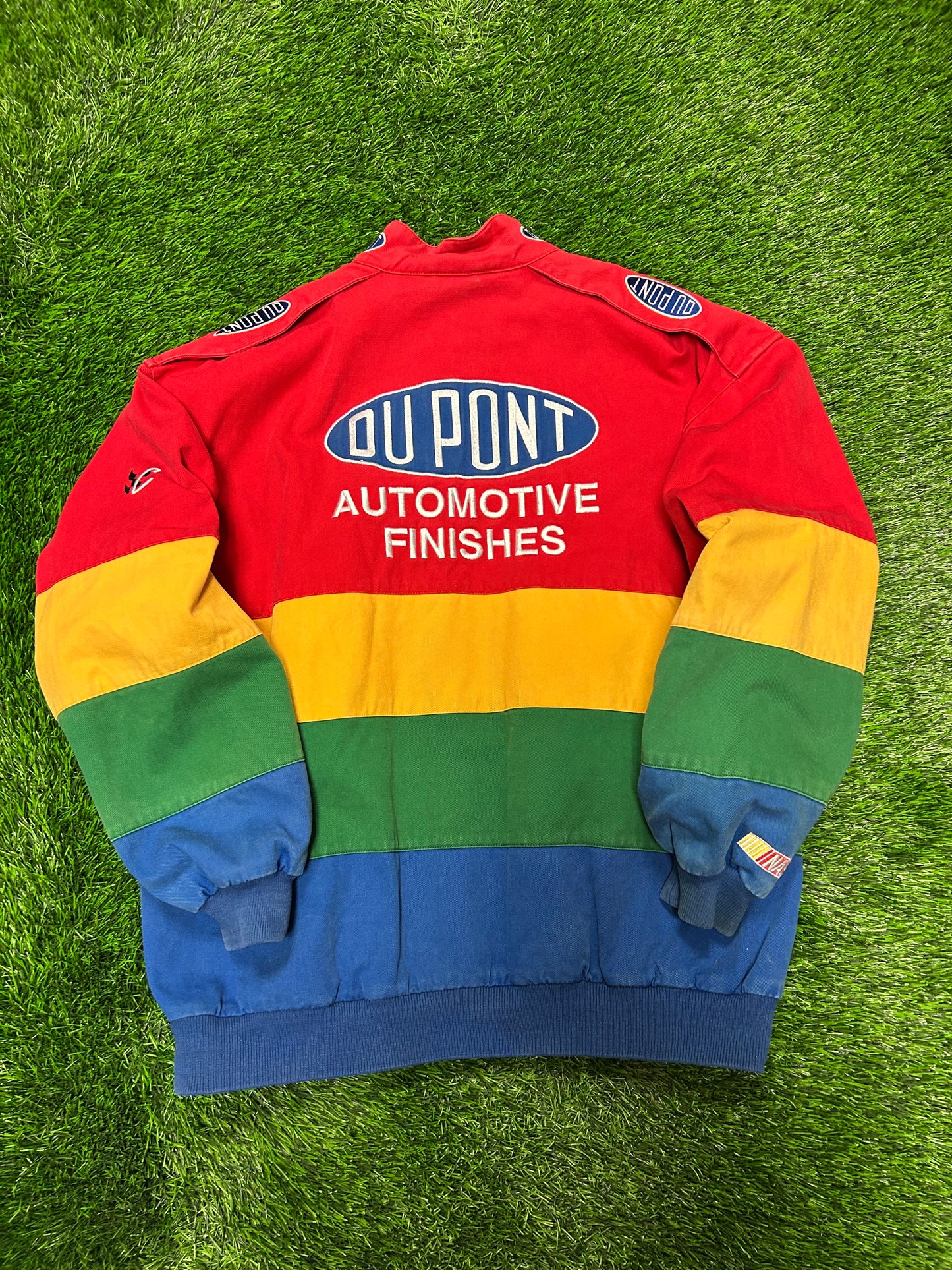 90s Dupont Jeff Gordon Vintage Rainbow Chase Authentic Racing Jacket (XL)