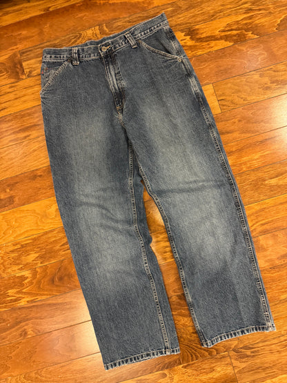 00s Perry Ellis Baggy Distressed Carpenter Jeans (34 x 30)