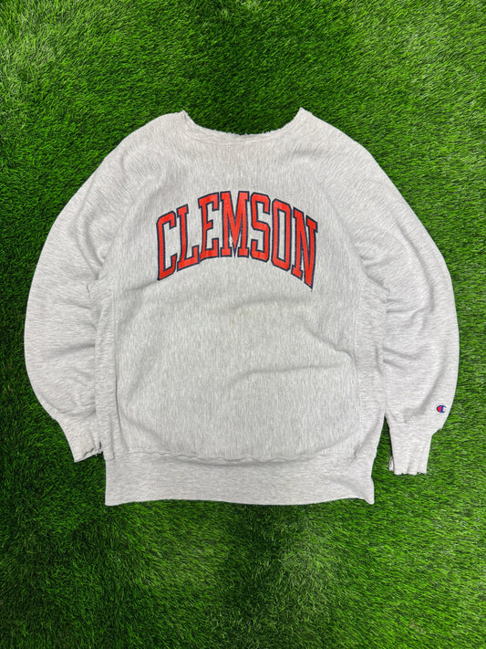 90s Clemson University Spell Out Reverse Weave Vintage Crewneck (XL)