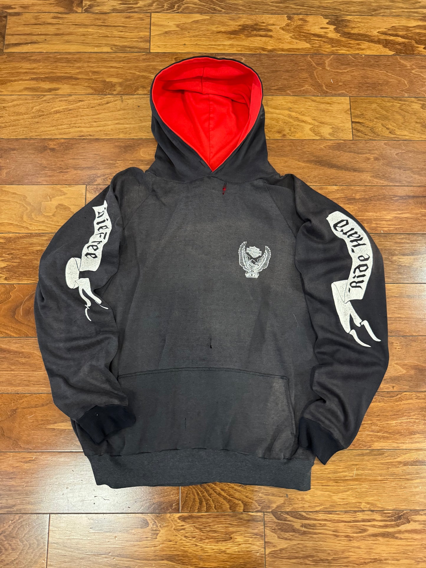 70s Harley Davidson Vintage Faded Distressed Grail Hoodie (M)