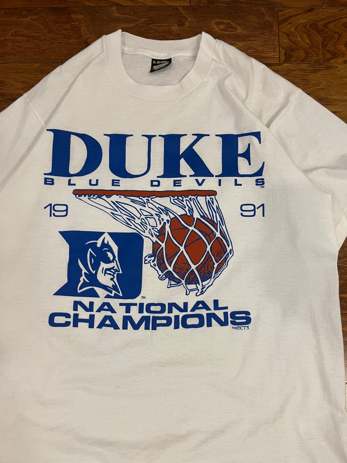 1991 Duke Blue Devils Basketball Champs White Tee (XL)