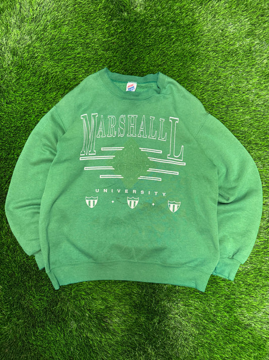 90s Marshall University Faded Green Vintage Crewneck (XL)