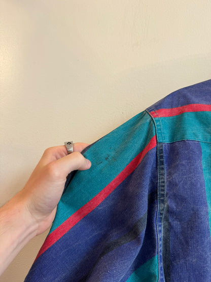 80s Wrangler Western Multi Color Flannel Button Down Shirt (L)