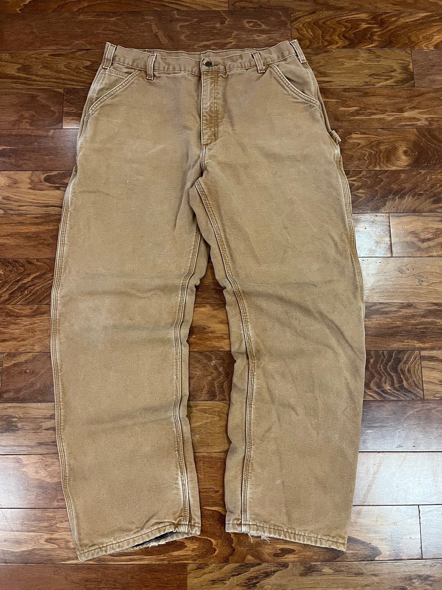 2009 Carhartt Flannel Lined Tan Pants (38 x 34)