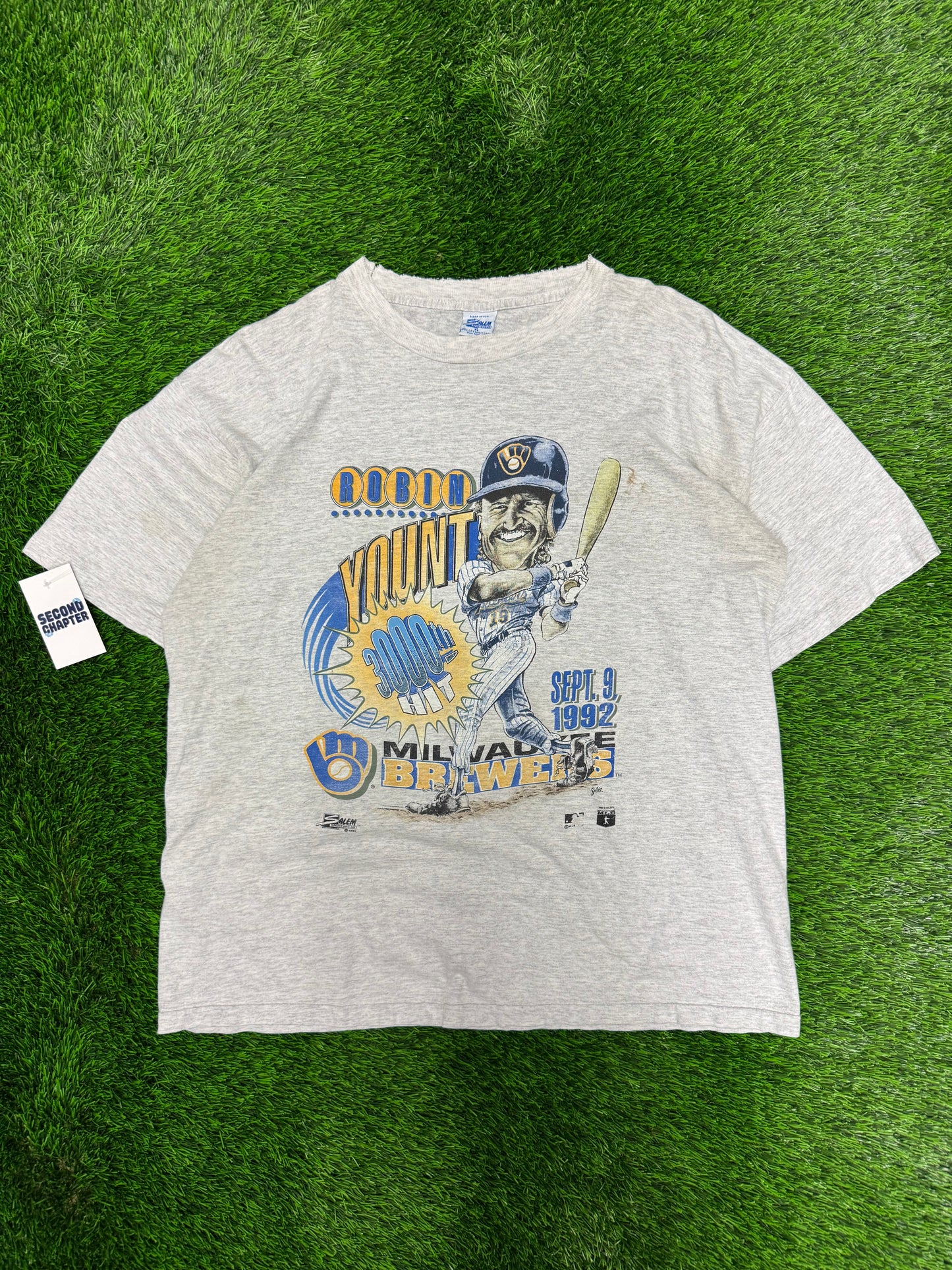 1992 Milwaukee Brewers Robin Yount Caricature Vintage Salem MLB Tee (XL)