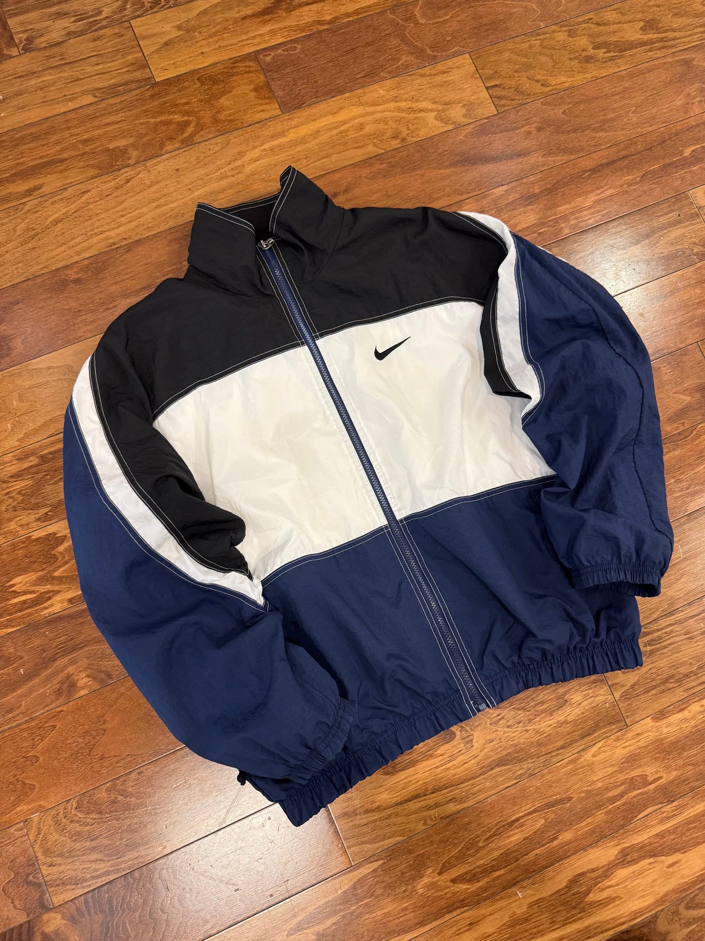90s Nike Black & Blue Color Block Windbreaker (M)