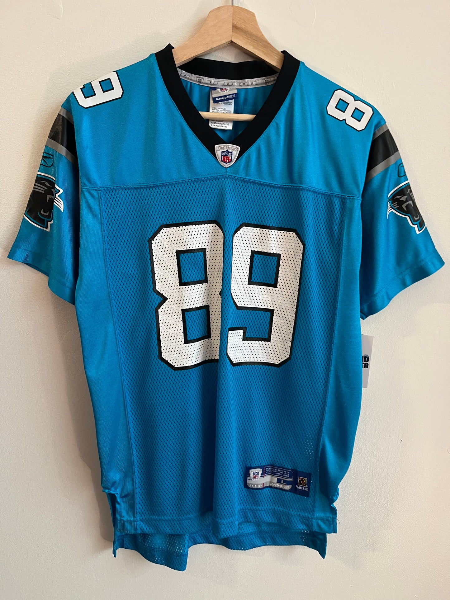 00s Carolina Panthers Steve Smith Blue Reebok Jersey (Youth L)