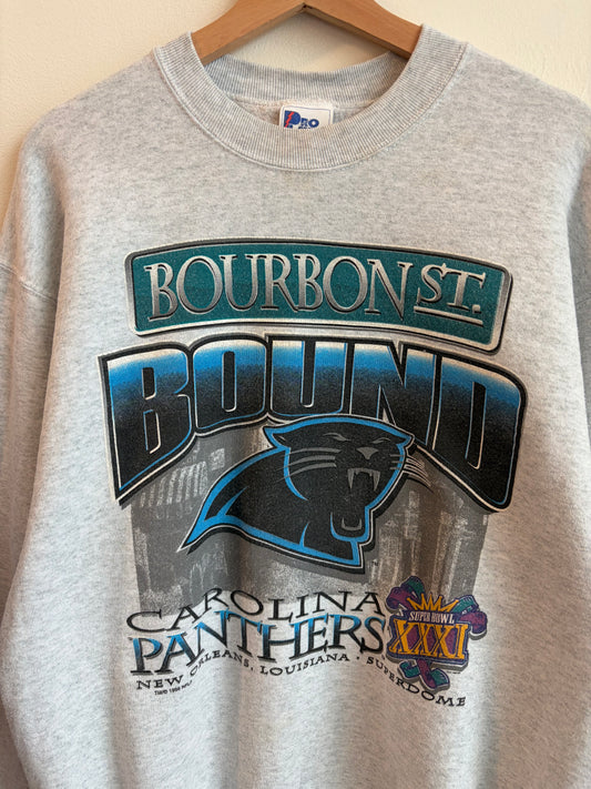 1996 Carolina Panthers Bourbon St Bound Grey Crewneck (L)