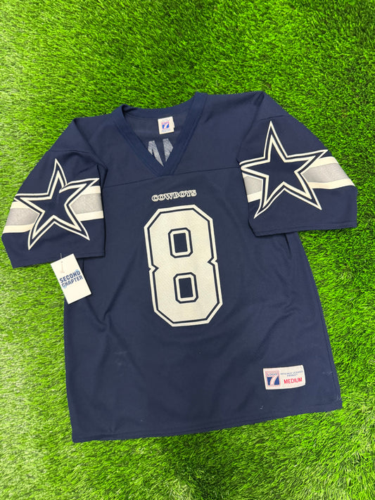 90s Dallas Cowboys Troy Aikman #8 Vintage Logo 7 NFL Jersey (M)