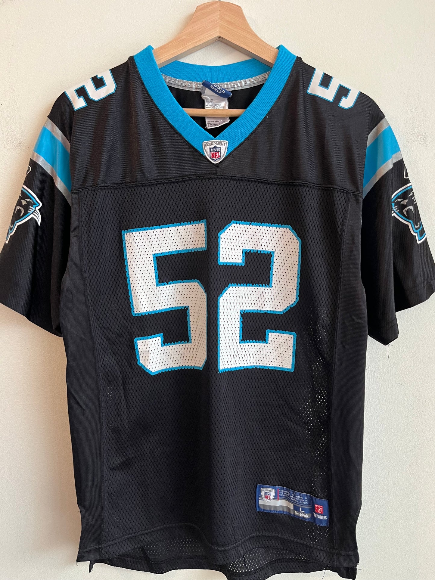 00s Carolina Panthers Jon Beason Reebok Home Jersey (Youth L)