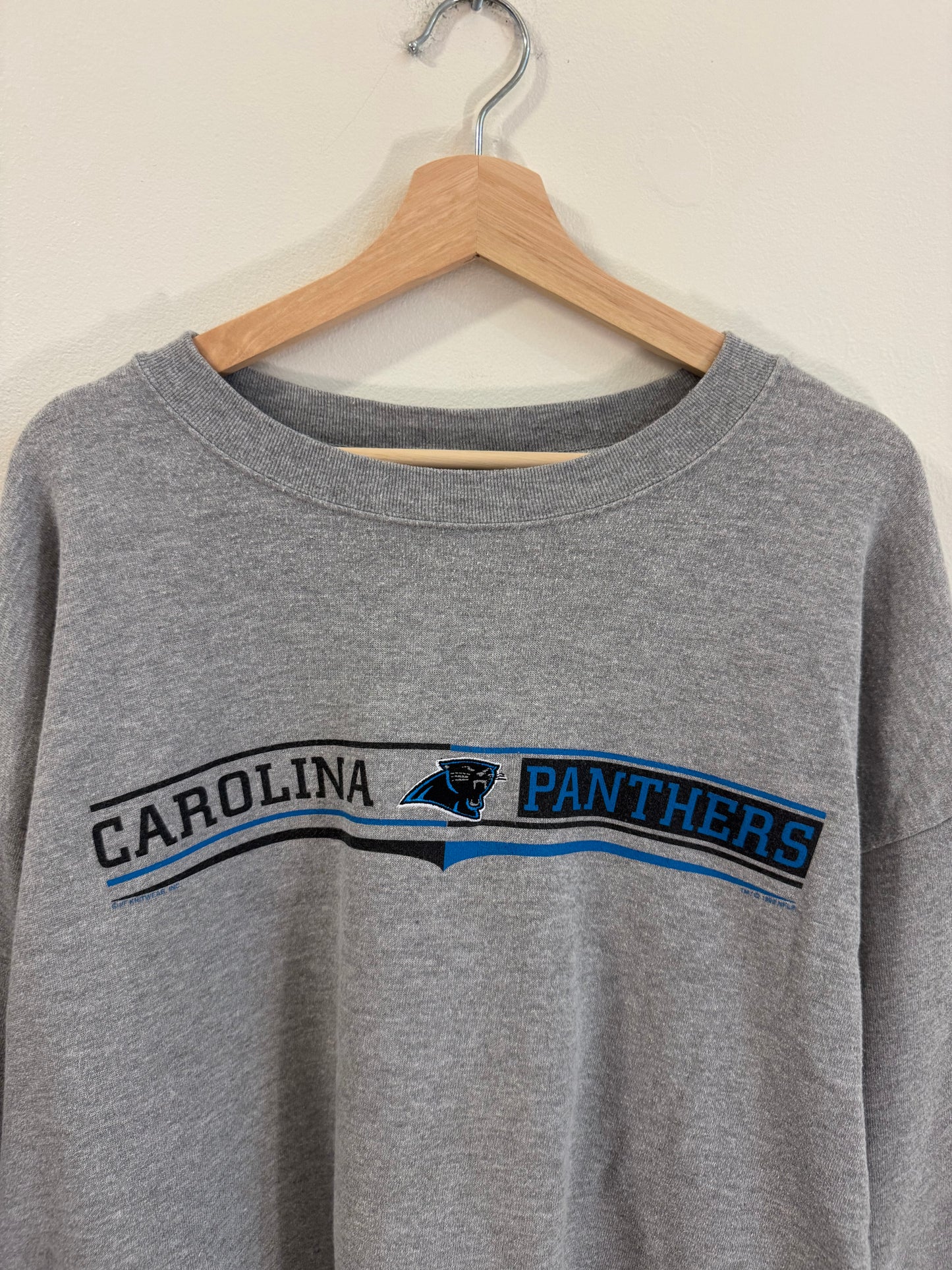 1998 Carolina Panthers CSA Grey Spell Out Crewneck (XL)