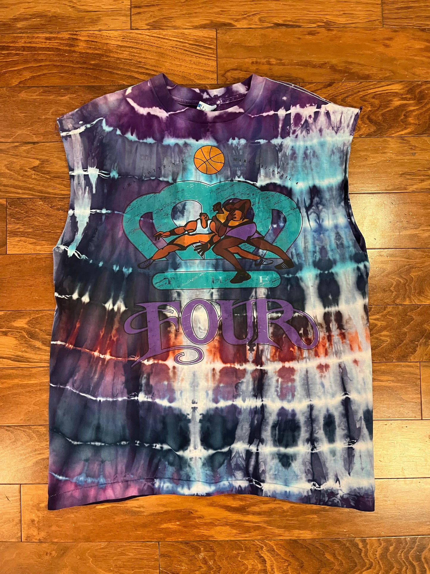 1994 Charlotte Final Four Adidas Tie Dye Cut Off Tank Top Tee (L)