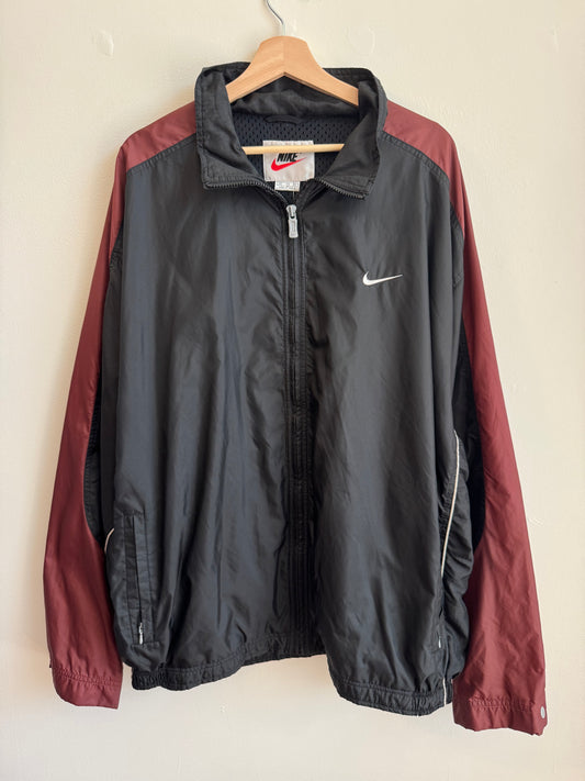 90s Nike Black/Burgundy Windbreaker (XXL)
