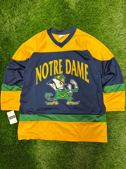 90s Notre Dame University Mascot Vintage Mesh Hockey Jersey (L)