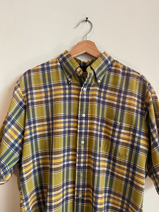 70s Mcgregor Plaid Dress Polo Shirt (M)