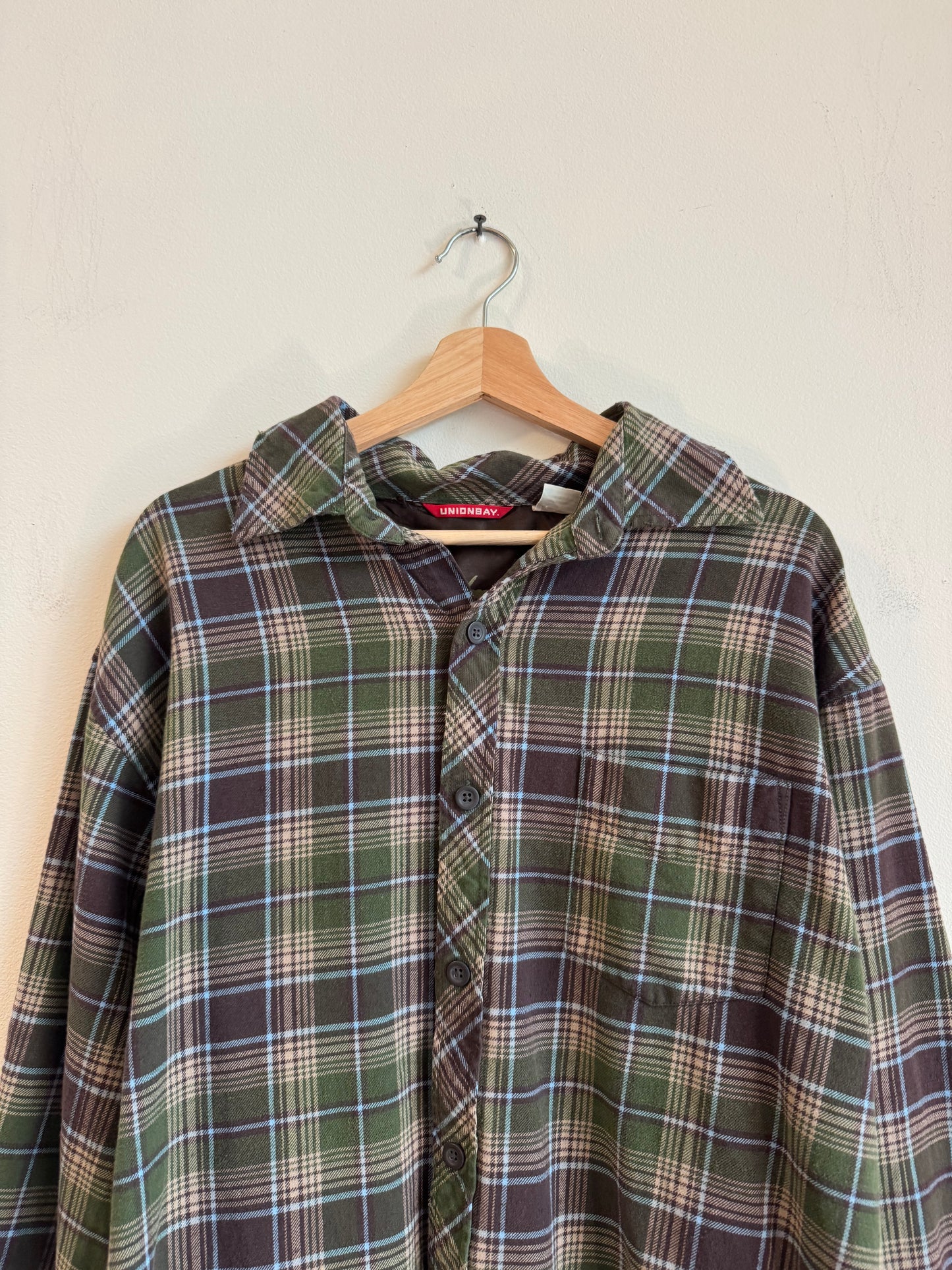 00s Union Bay Essential Earth Toned Green Flannel (XL)