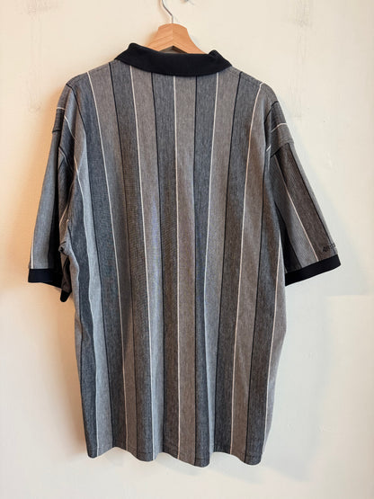 90s Carolina Panthers Antigua Grey Striped Polo (XL)
