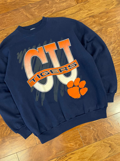 90s Clemson University Spell Out Navy Crewneck (L)