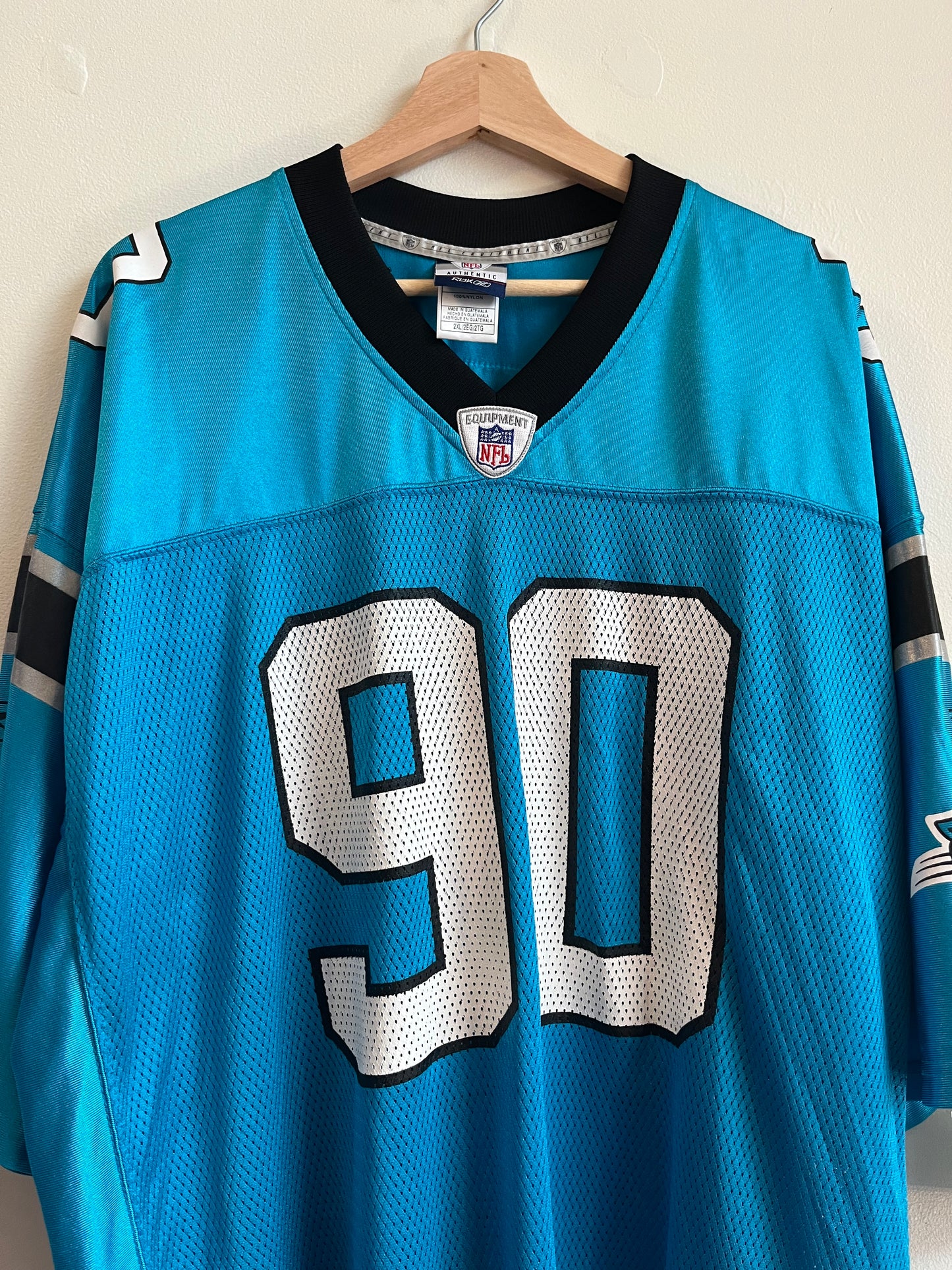 00s Carolina Panthers Julius Peppers Blue Reebok Jersey (XXL)