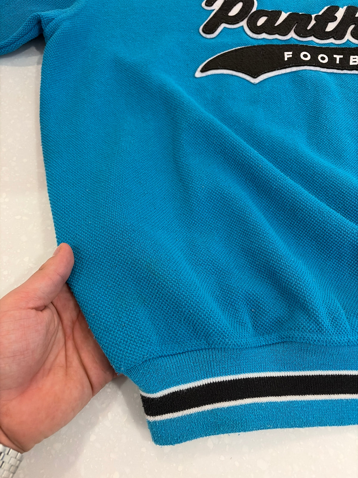 90s Carolina Panthers Starter Embroidered Blue Tail Swoop Crewneck (XL)