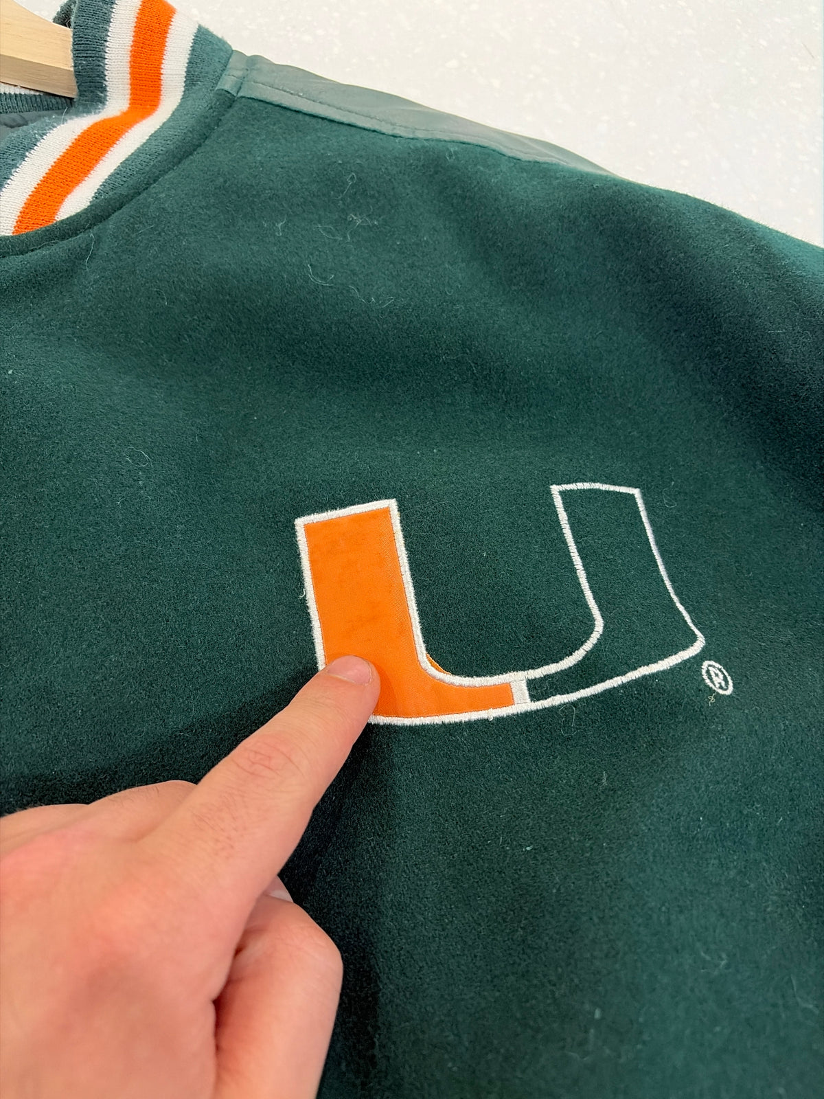 90s University of Miami Hurricanes Steve & Barry's Letterman Jacket (L)