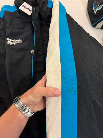 90s Carolina Panthers Reebok Striped Puffer Jacket (L)
