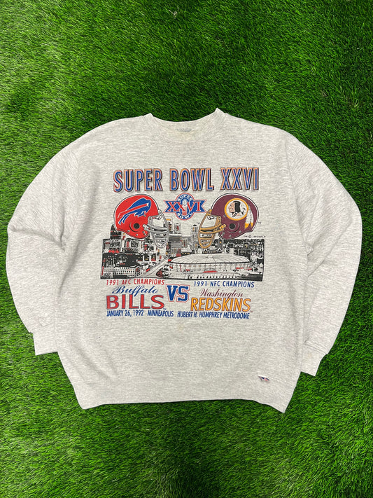 1991 Buffalo Bills v Washington Redskins Super Bowl Crewneck (L)