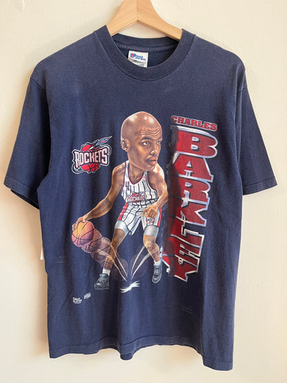 90s Charles Barkley Houston Rockets Caricature Navy Tee (S)