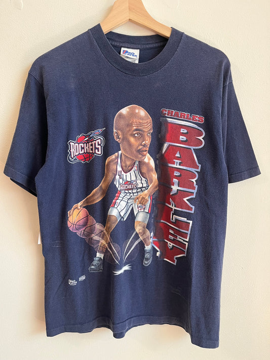 90s Charles Barkley Houston Rockets Caricature Navy Tee (S)