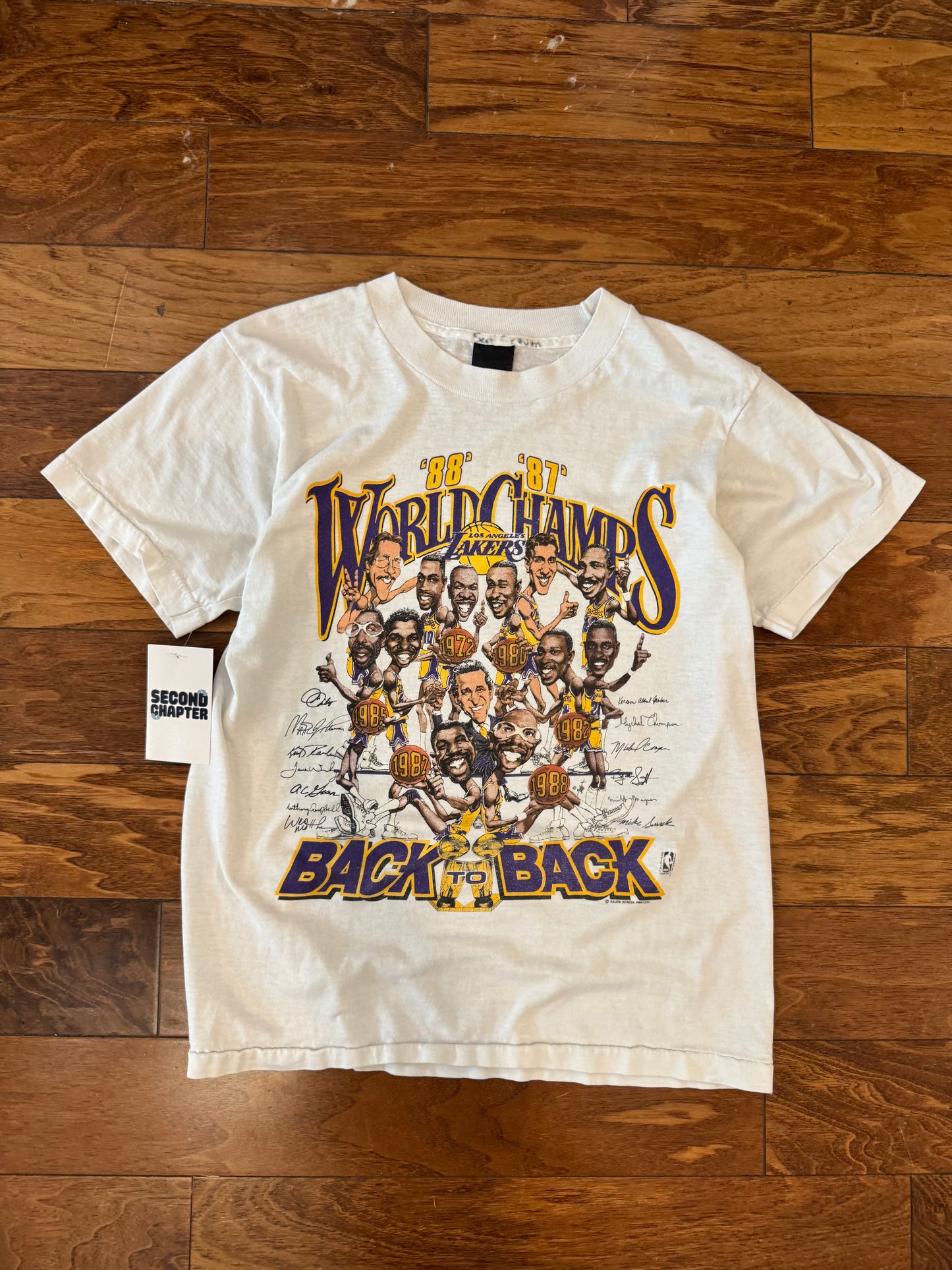 1988 LA Lakers Back To Back Caricature Tee (M)