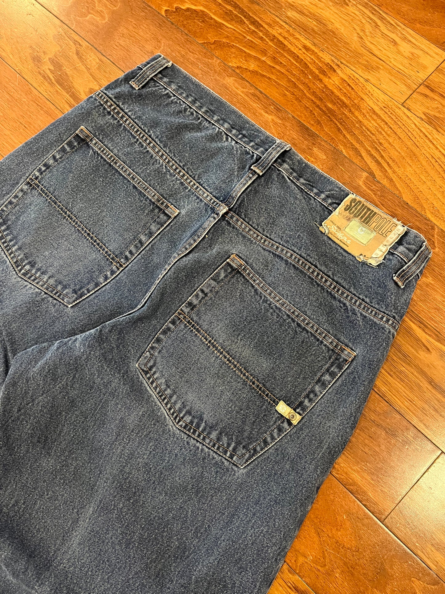 00s South Pole Faded Tan Tab Jeans (38 x 32)