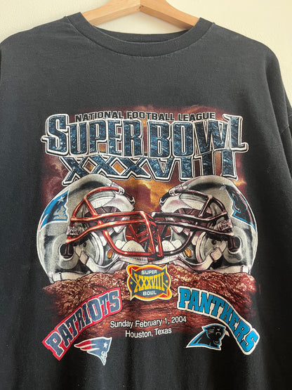 2004 Carolina Panthers vs New England Patriots Super Bowl XXXVIII Long Sleeve (XL)