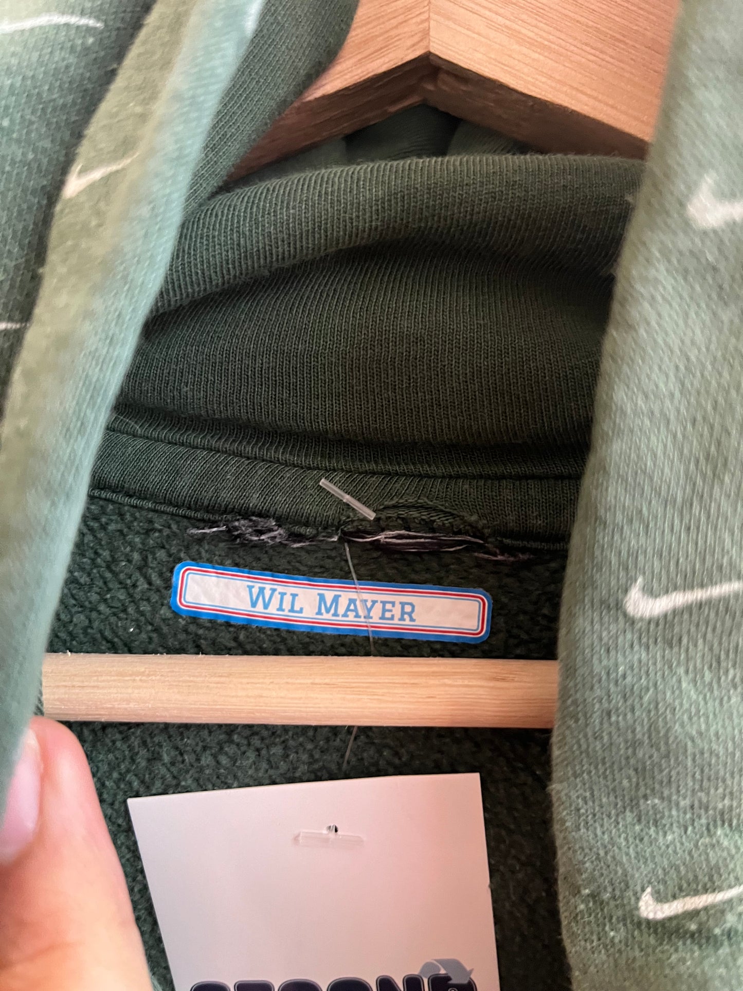 00s Nike All Over Swoosh Green Hoodie (S)