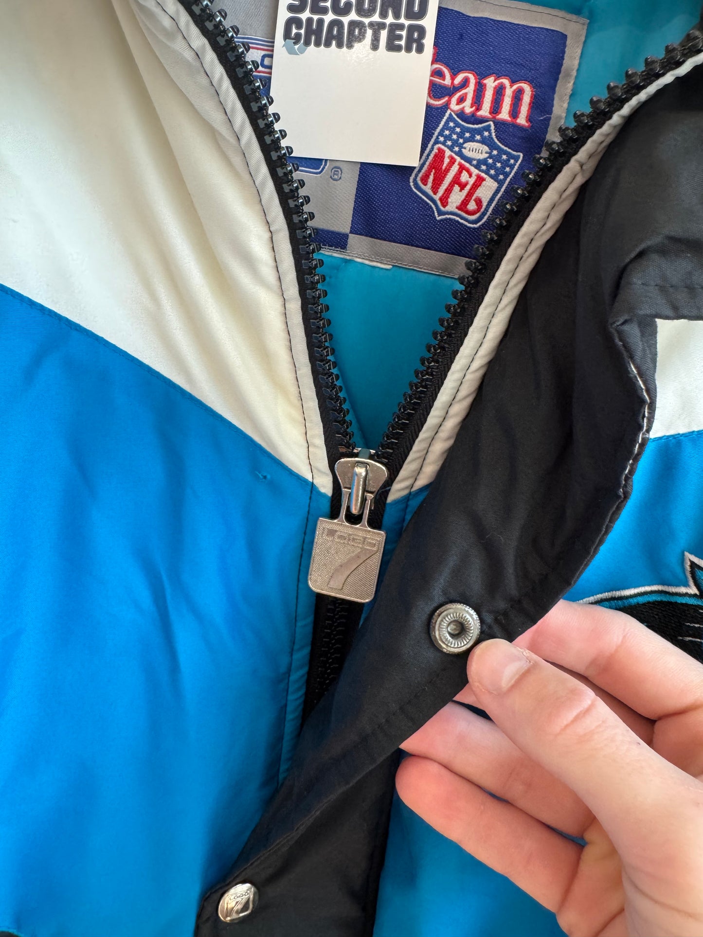 90s Carolina Panthers Logo 7 Puffer Jacket (L)