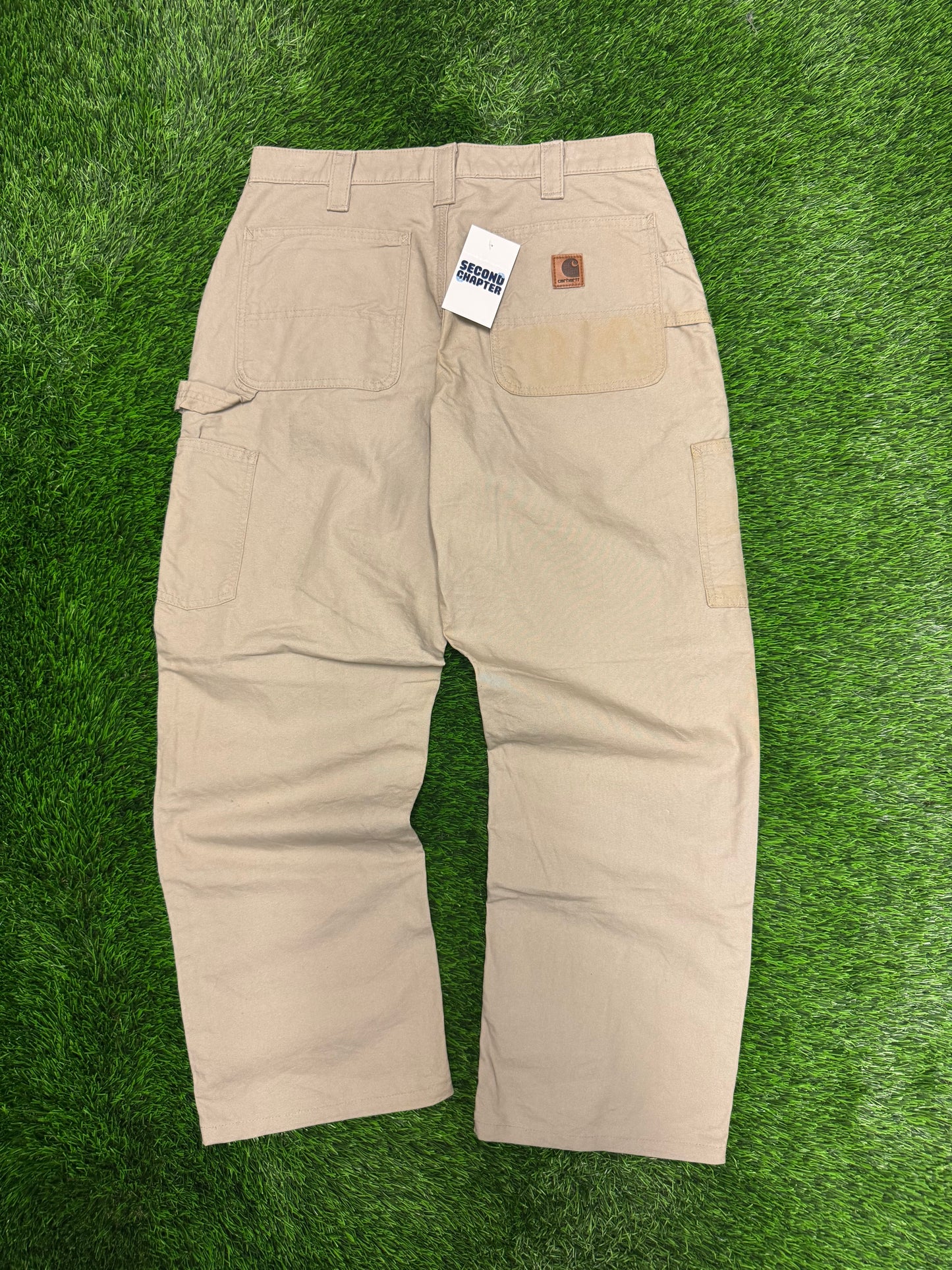 2008 Vintage Carhartt Tan Carpenter Workwear Dungaree Fit Pants (33 x 30)