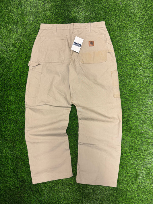 2008 Vintage Carhartt Tan Carpenter Workwear Dungaree Fit Pants (33 x 30)