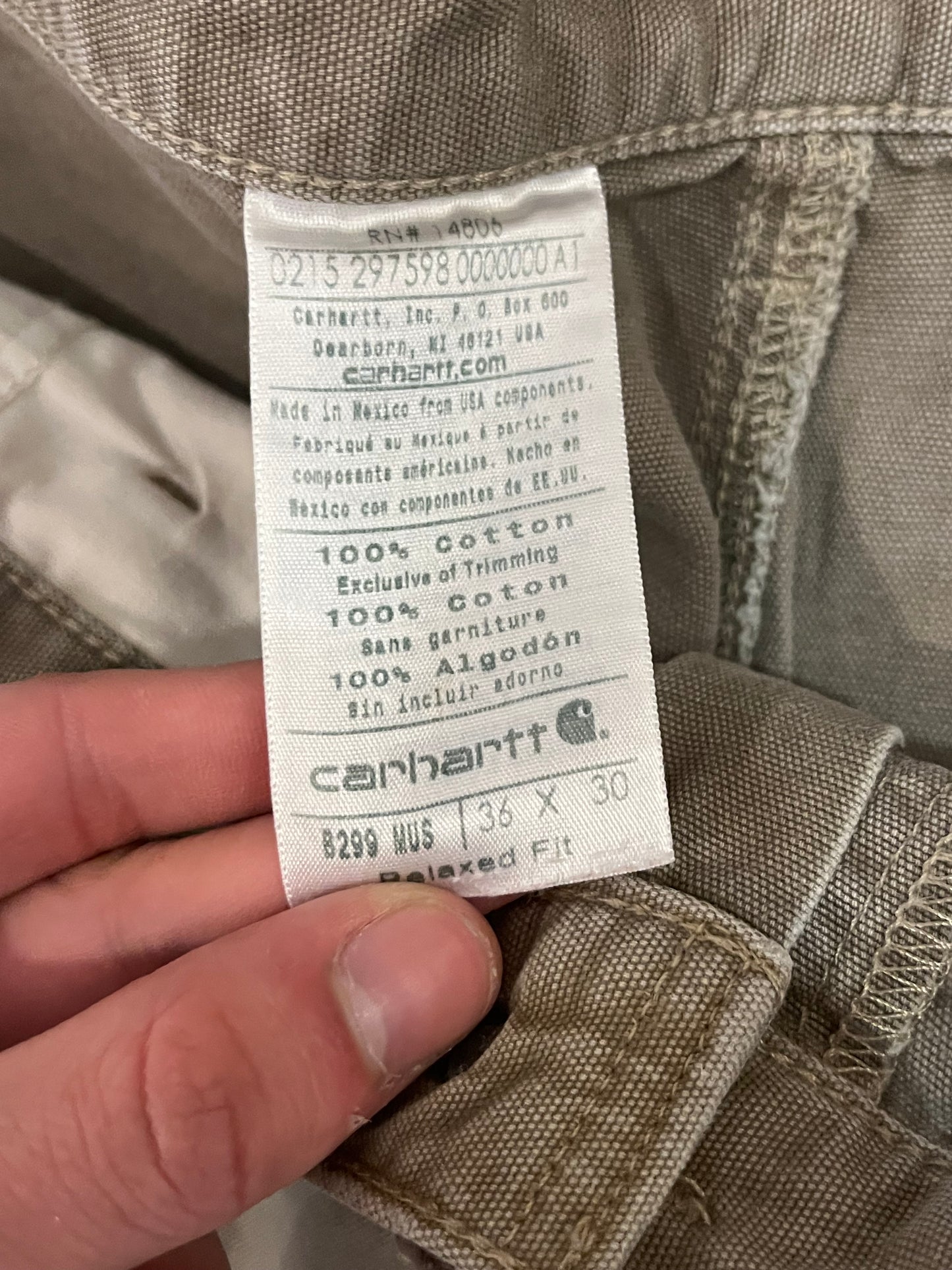 2015 Carhartt Mushroom Colored Workwear Pants (36x29)