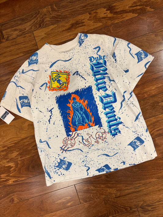 1992 Duke Blue Devils Old Mascot AOP Tee (XL)