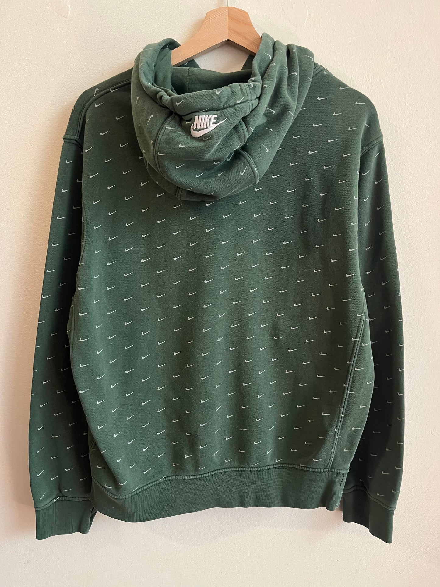 00s Nike All Over Swoosh Green Hoodie (S)
