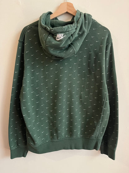 00s Nike All Over Swoosh Green Hoodie (S)