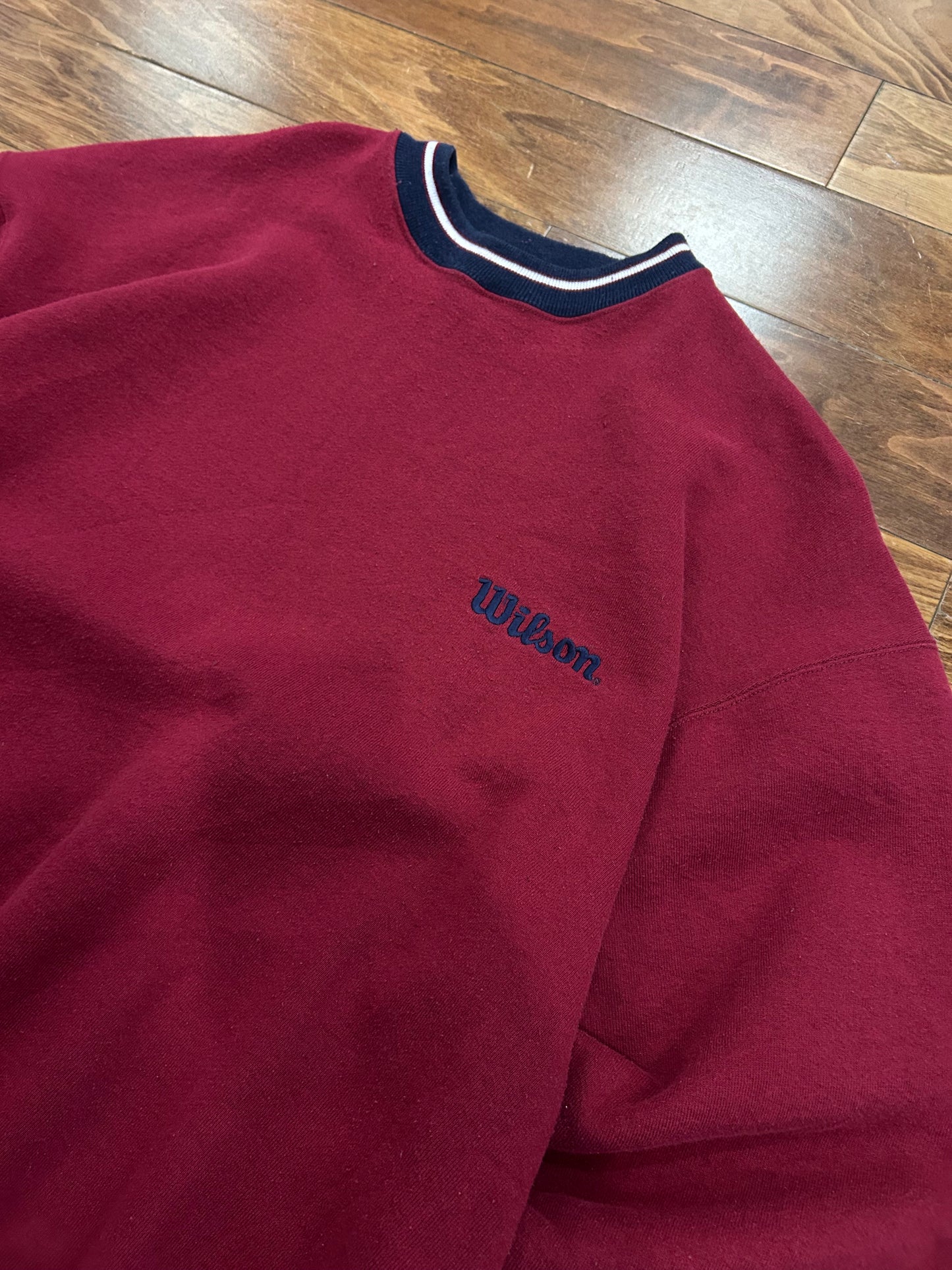 90s Wilson Tennis Spell Out Burgundy Crewneck (XL)