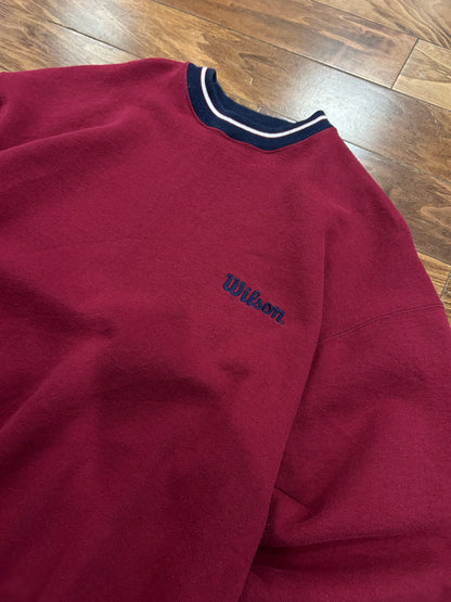 90s Wilson Tennis Spell Out Burgundy Crewneck (XL)