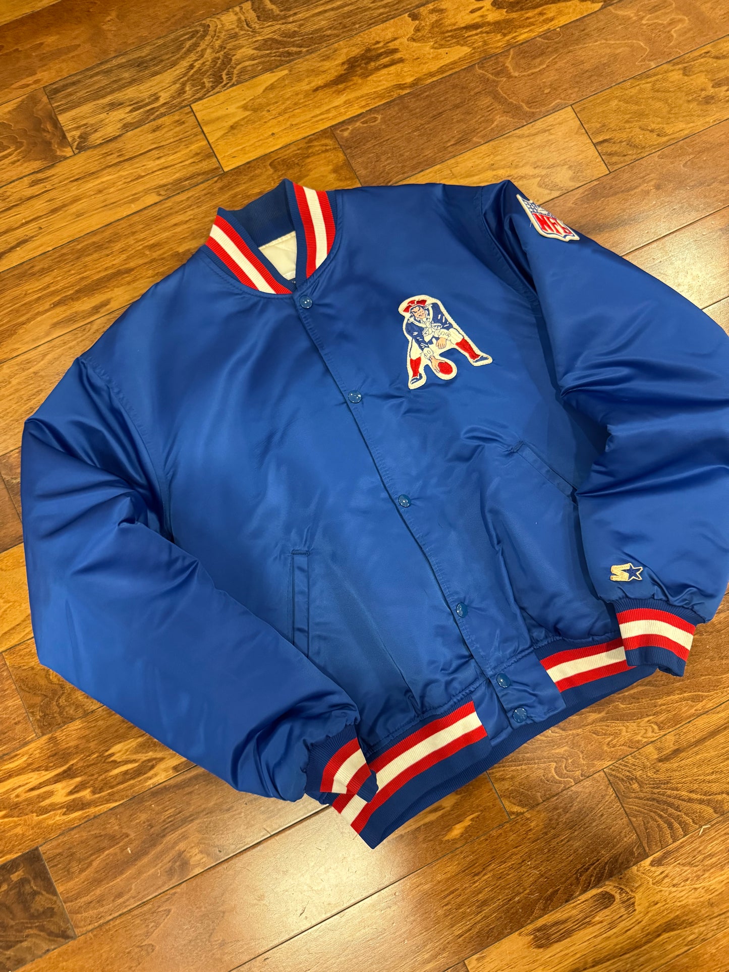 80s New England Patriots Old Logo Vintage Starter Satin Jacket (L)