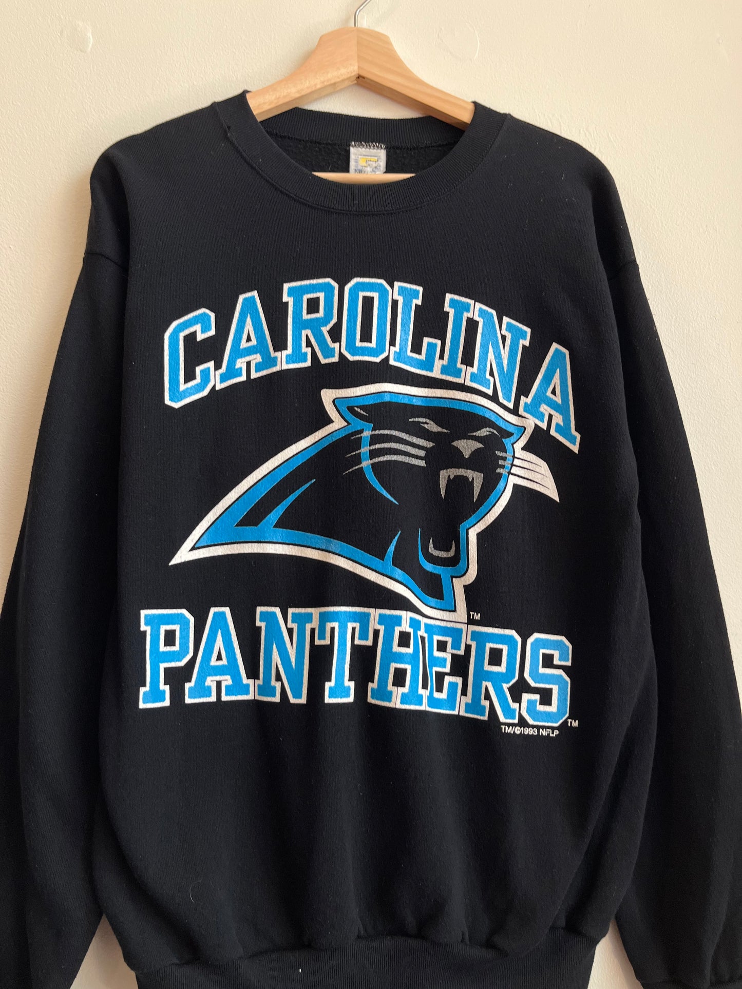 1993 Carolina Panthers Spell Out Black Crewneck (L)